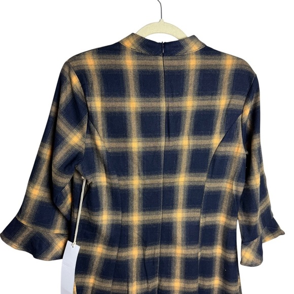Lumiere Buffalo Plaid Printed Flare Dress Long Sleeve Size Medium Dark Academia - Picture 5 of 9